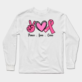 Peace Love Cure Breast Cancer Awareness Long Sleeve T-Shirt
